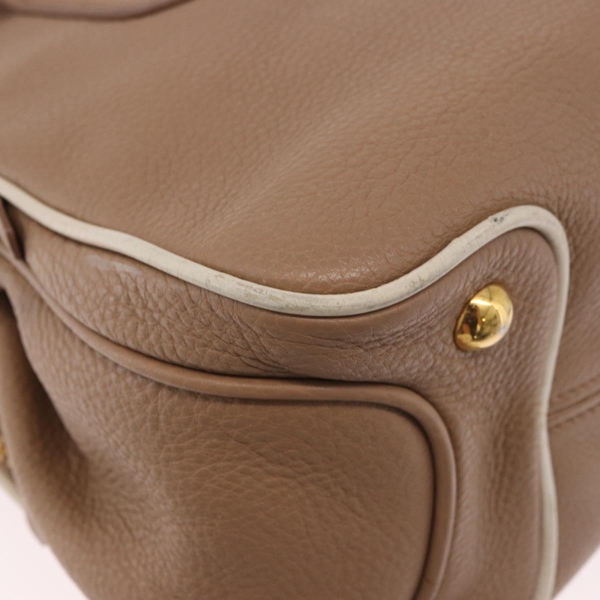 Miu Miu Hand Bag Leather 2way Beige Gold Auth 185372V
