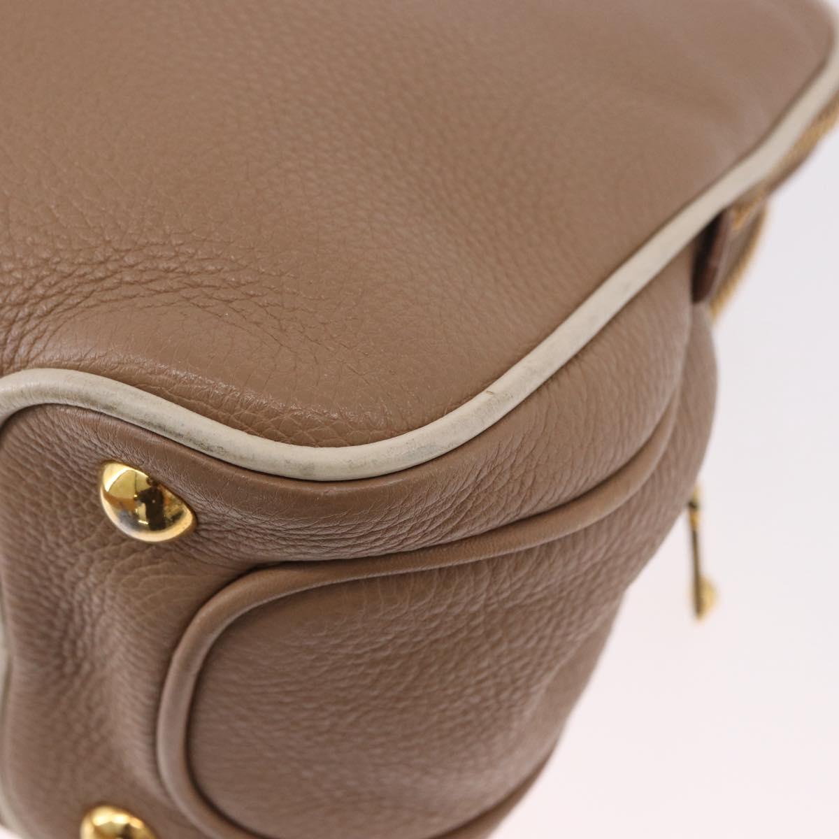 Miu Miu Hand Bag Leather 2way Beige Gold Auth 185372V