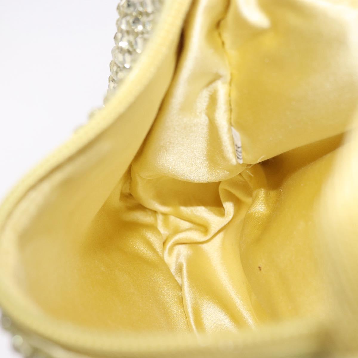 PRADA Hand Pouch Satin Yellow Silver Auth 185373SAM