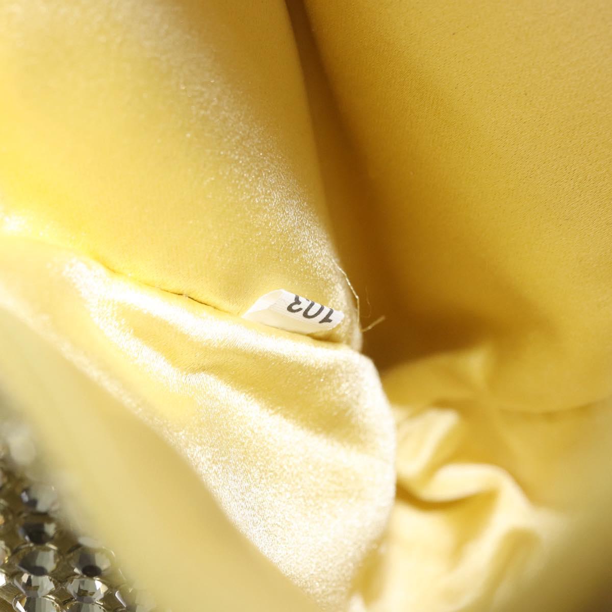 PRADA Hand Pouch Satin Yellow Silver Auth 185373SAM