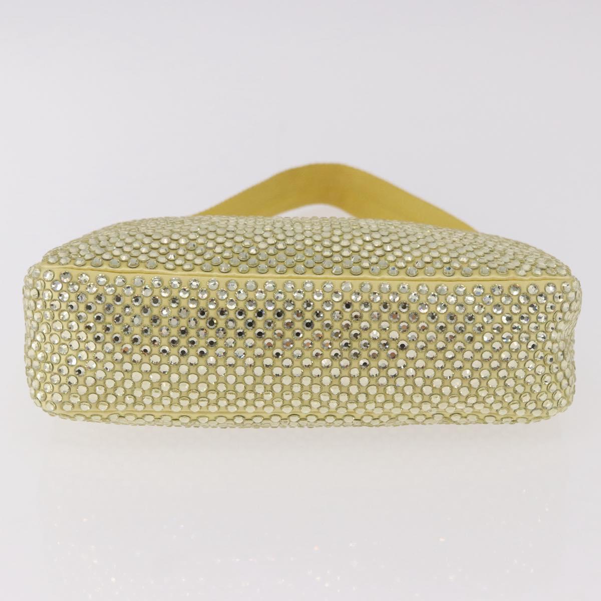 PRADA Hand Pouch Satin Yellow Silver Auth 185373SAM