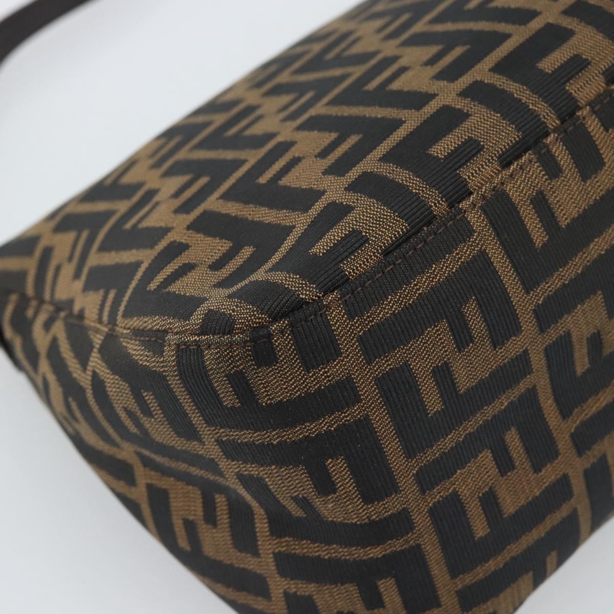 FENDI Zucca Canvas Mamma Baguette Shoulder Bag Black Brown Auth 185374V