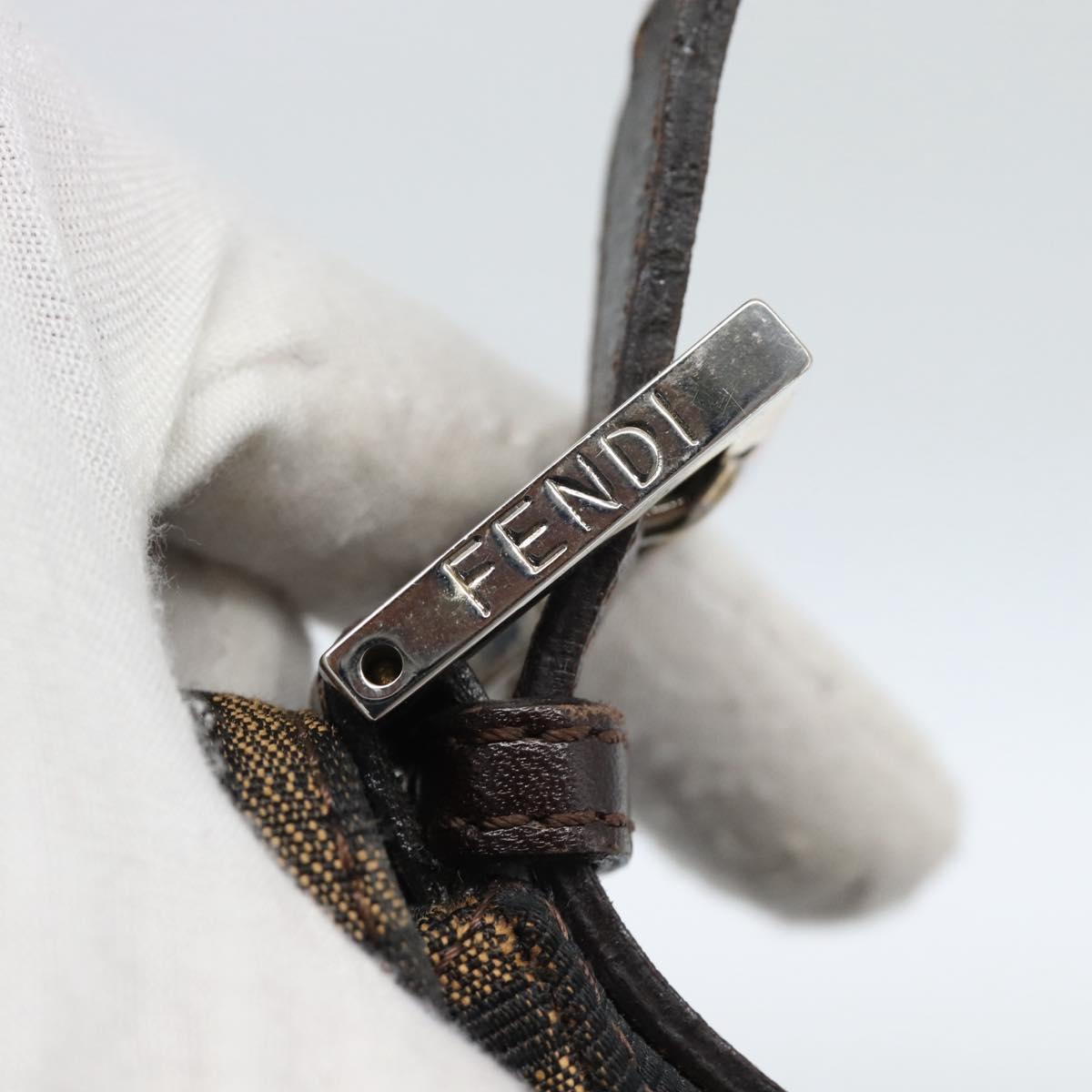 FENDI Zucca Canvas Mamma Baguette Shoulder Bag Black Brown Auth 185374V