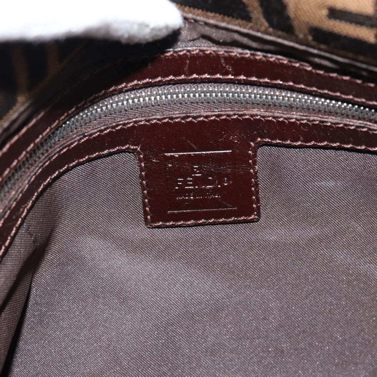 FENDI Zucca Canvas Mamma Baguette Shoulder Bag Black Brown Auth 185374V