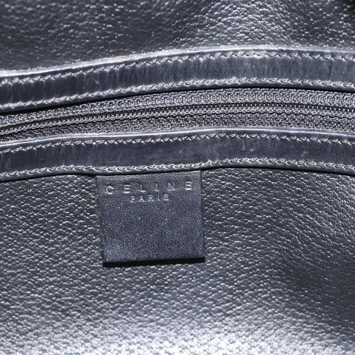 CELINE Macadam Canvas Hand Bag PVC Leather Black Gold Auth 185380A