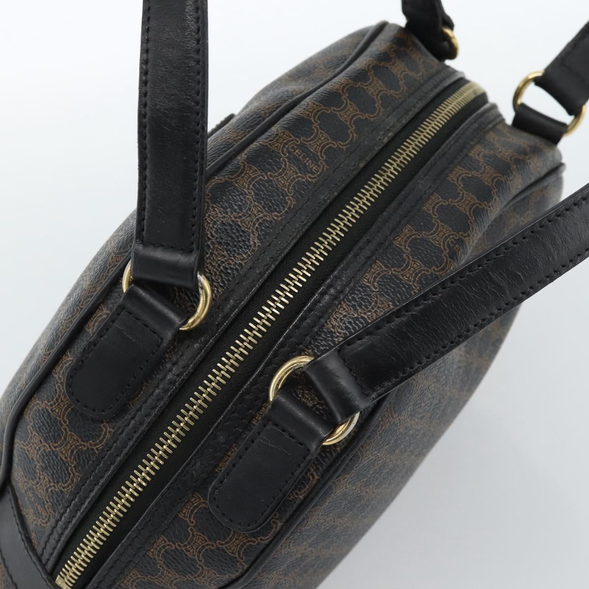 CELINE Macadam Canvas Hand Bag PVC Leather Black Gold Auth 185380A