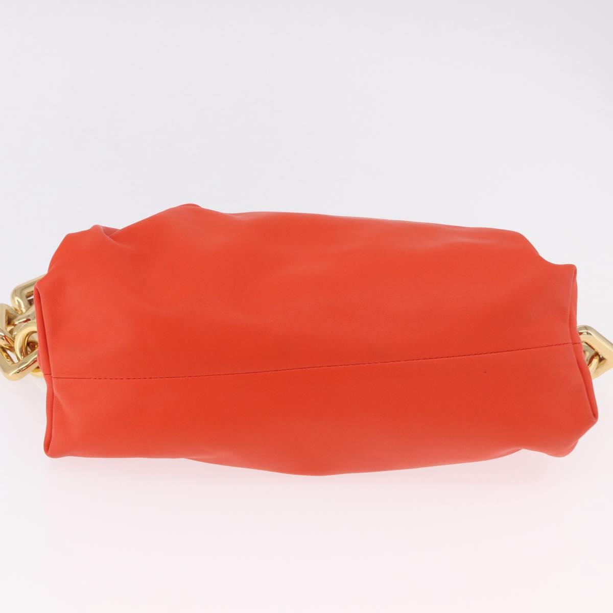BOTTEGA VENETA The Chain Pouch Shoulder Bag Leather Orange Gold Auth 185382SAM