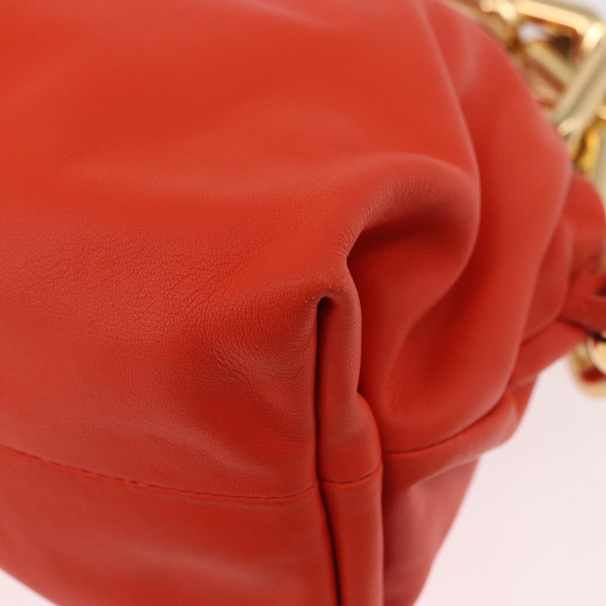 BOTTEGA VENETA The Chain Pouch Shoulder Bag Leather Orange Gold Auth 185382SAM