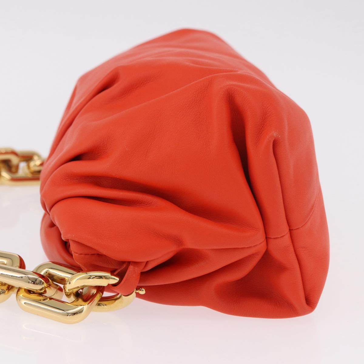 BOTTEGA VENETA The Chain Pouch Shoulder Bag Leather Orange Gold Auth 185382SAM