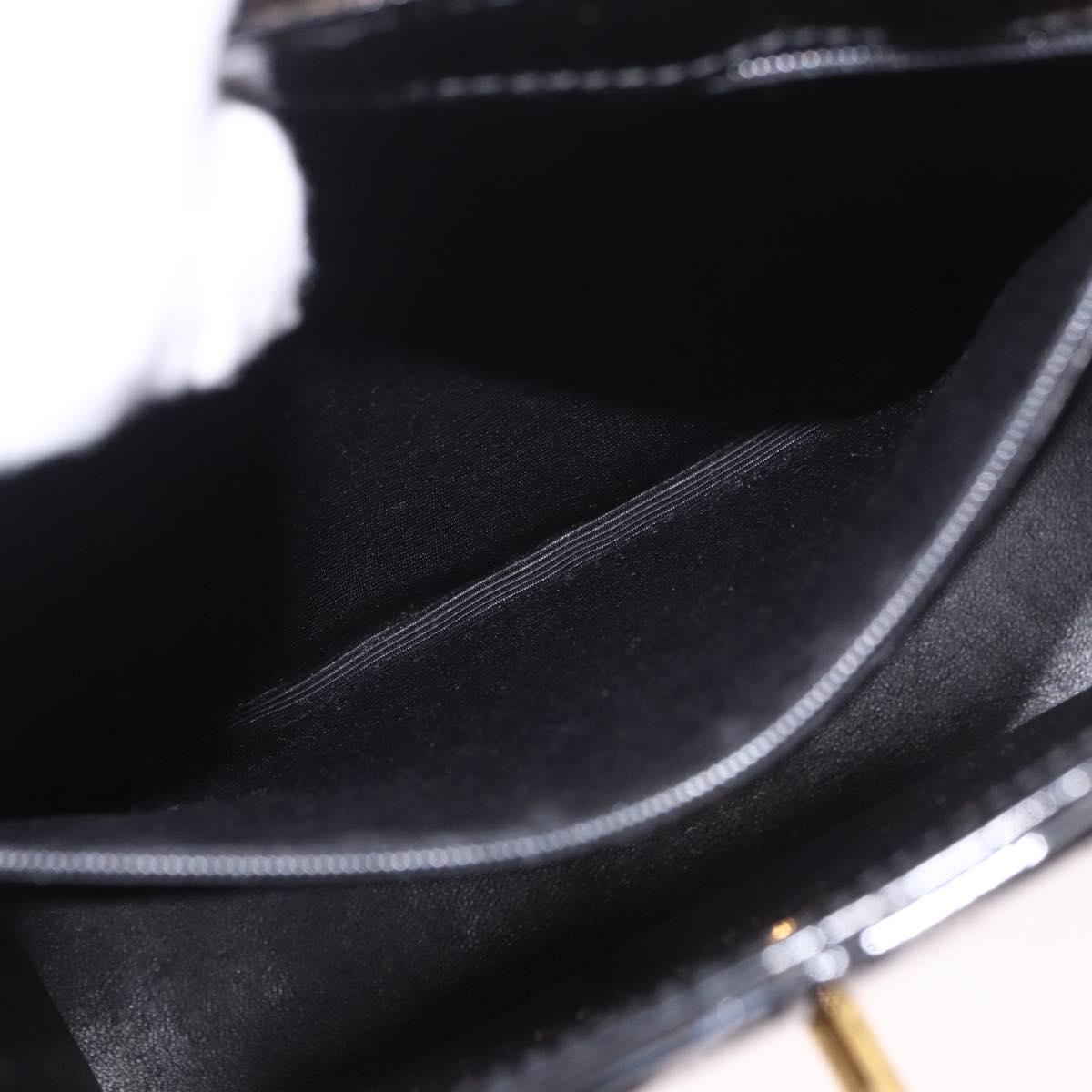 CHANEL Matelasse Hand Bag Patent leather Black Gold CC Auth 185385A