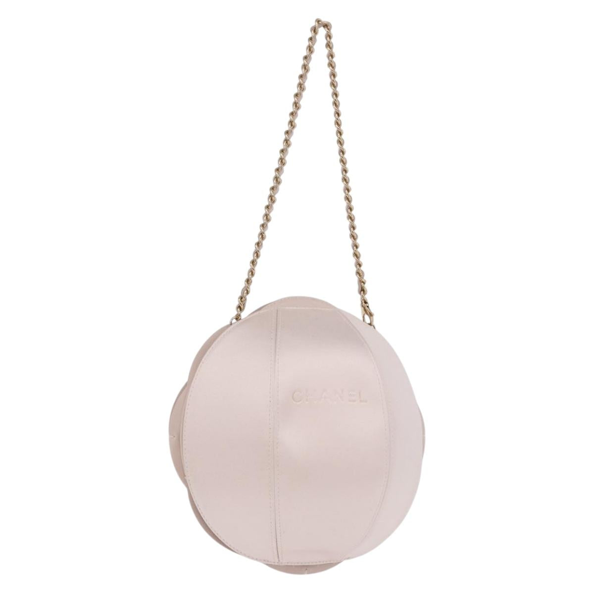 CHANEL Camellia Chain Hand Bag Lamb Skin Pink Gold CC Auth 185386SM