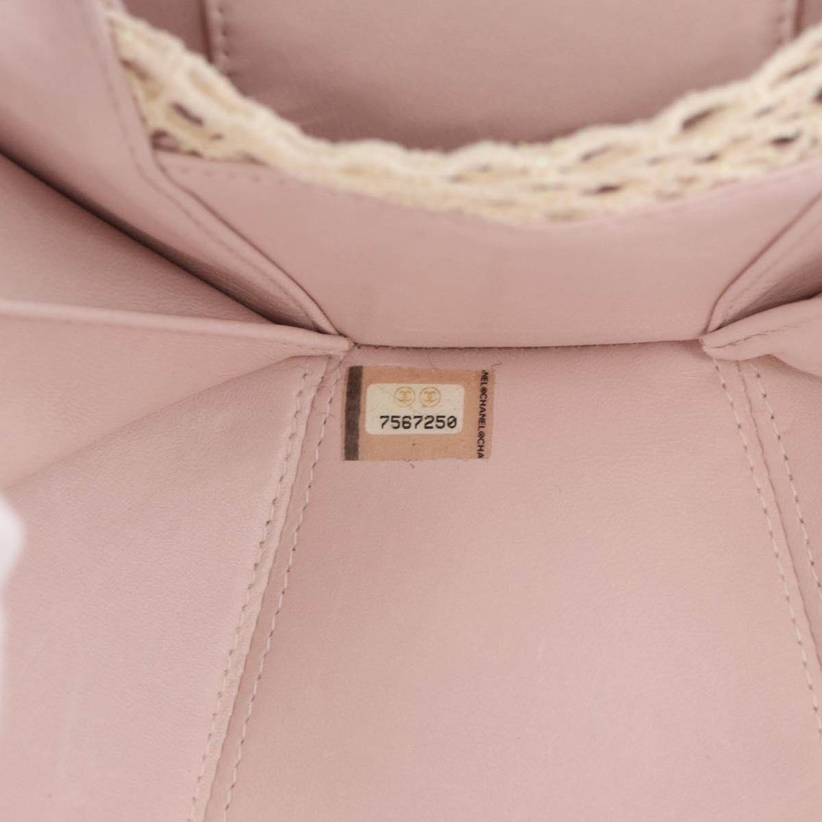 CHANEL Camellia Chain Hand Bag Lamb Skin Pink Gold CC Auth 185386SM