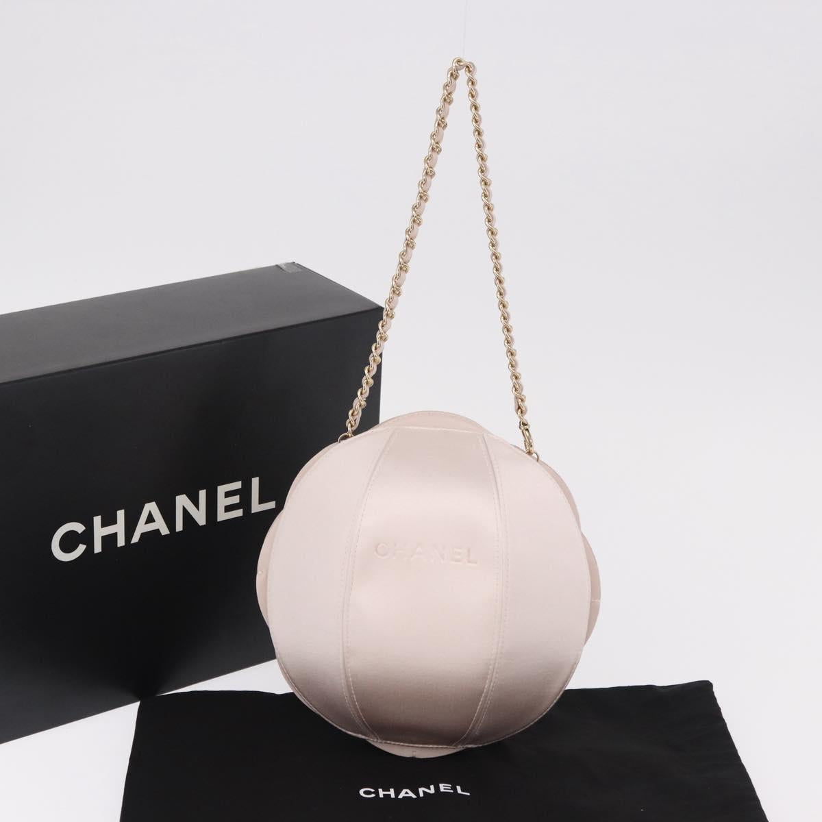 CHANEL Camellia Chain Hand Bag Lamb Skin Pink Gold CC Auth 185386SM
