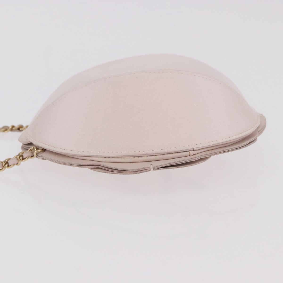 CHANEL Camellia Chain Hand Bag Lamb Skin Pink Gold CC Auth 185386SM