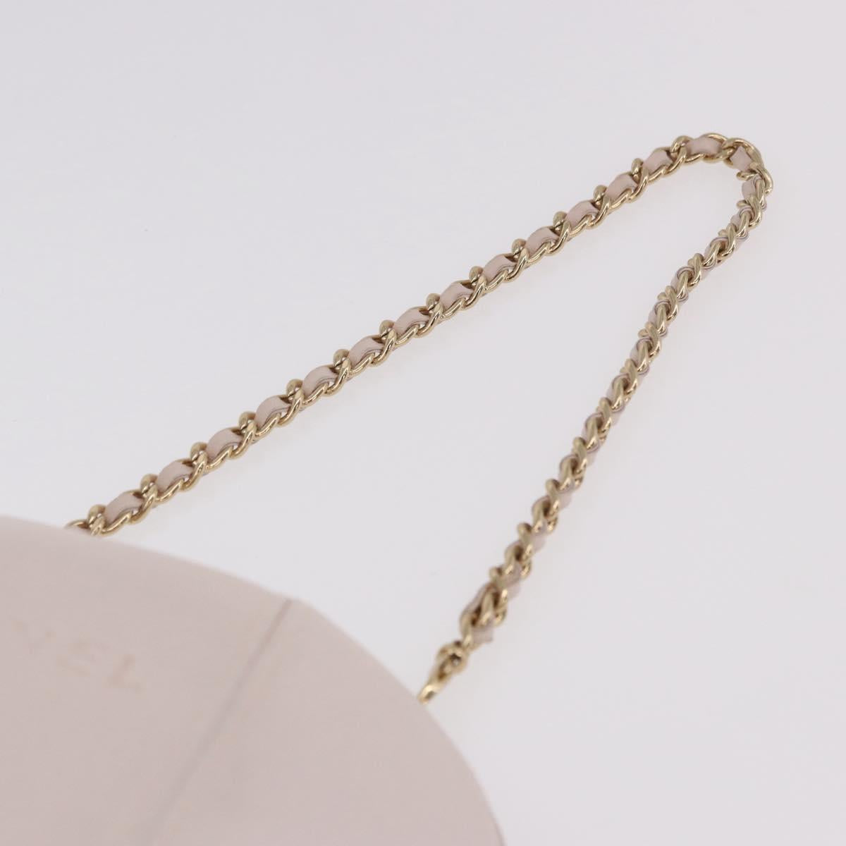 CHANEL Camellia Chain Hand Bag Lamb Skin Pink Gold CC Auth 185386SM