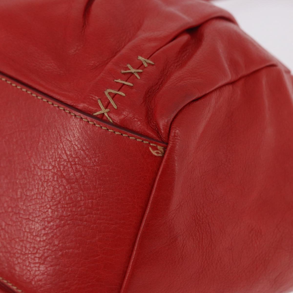Miu Miu Hand Bag Leather Red Silver Auth 185391V