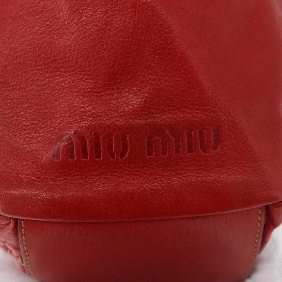 Miu Miu Hand Bag Leather Red Silver Auth 185391V