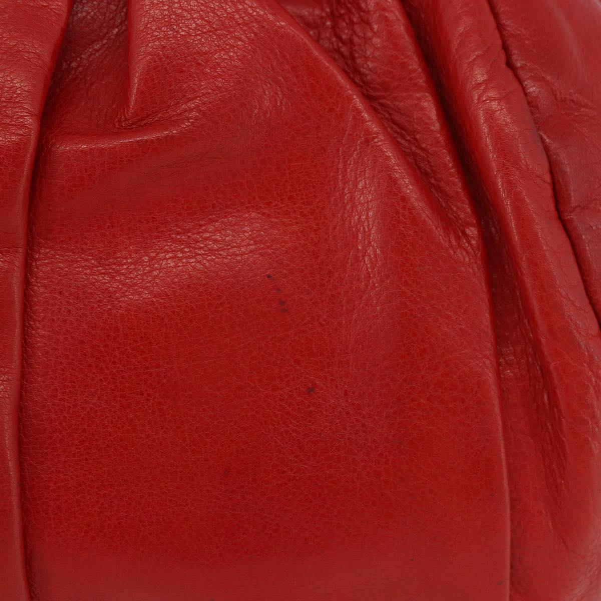 Miu Miu Hand Bag Leather Red Silver Auth 185391V