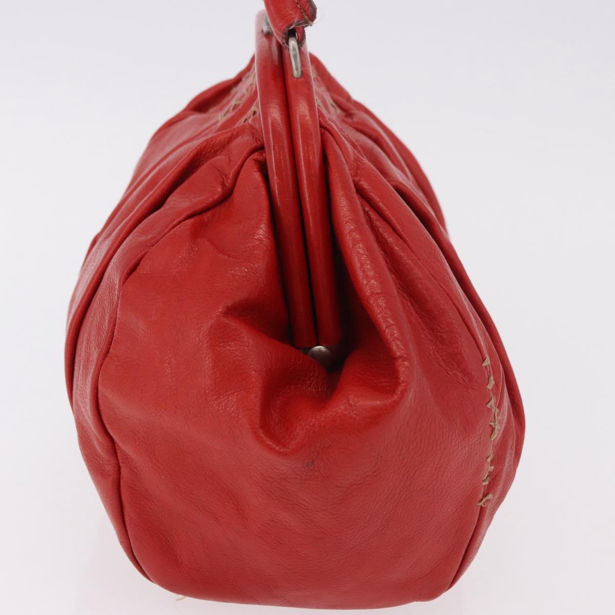 Miu Miu Hand Bag Leather Red Silver Auth 185391V