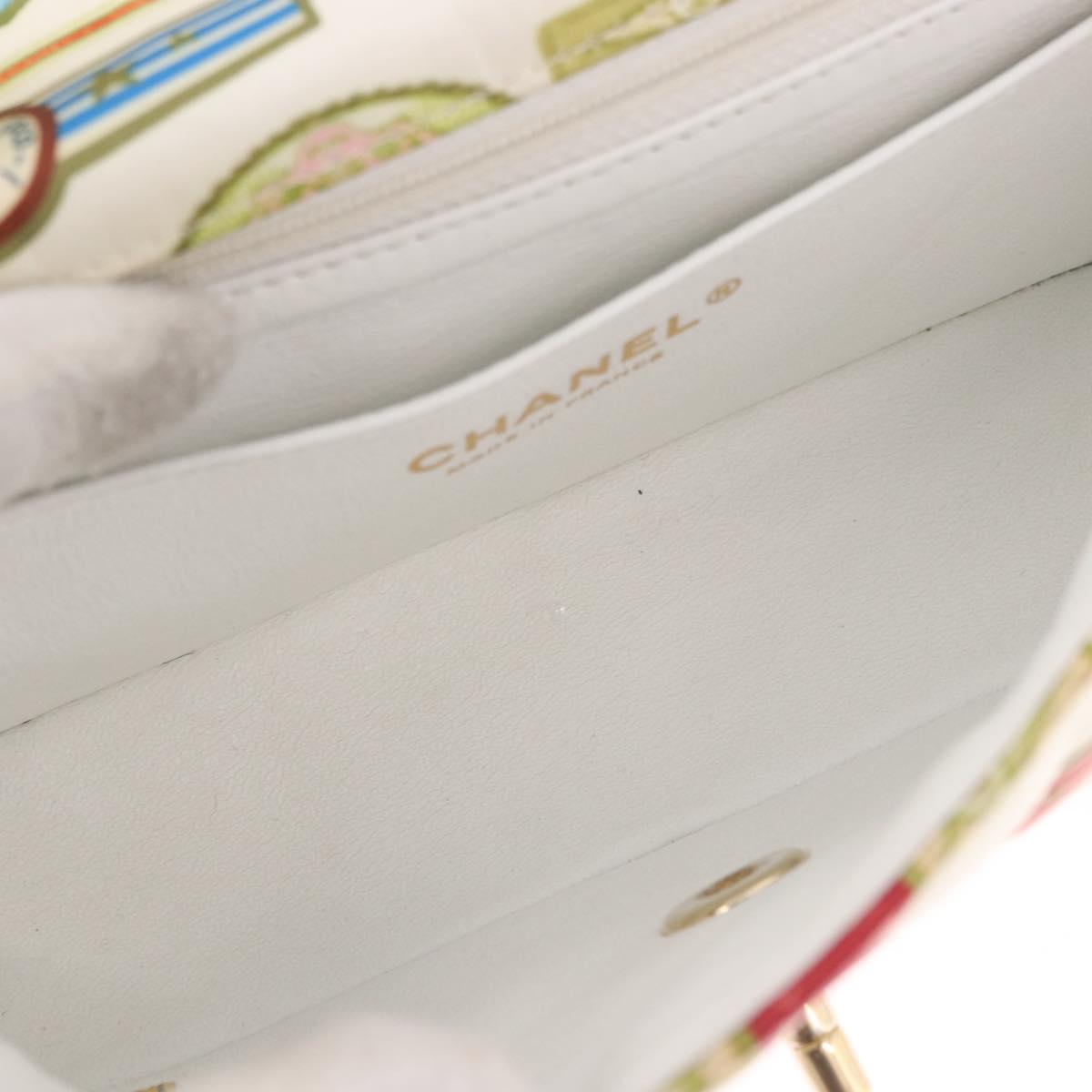 CHANEL Cuba Collection Matelasse 20 Chain Bag Satin White Gold CC Auth 185394SM