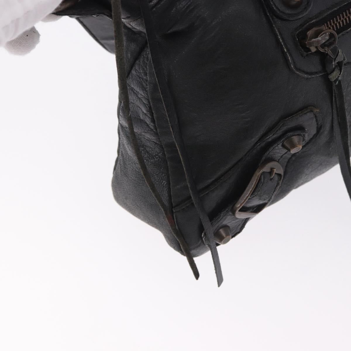 BALENCIAGA The First Hand Bag Leather 2way Black 103208 Auth 185400V