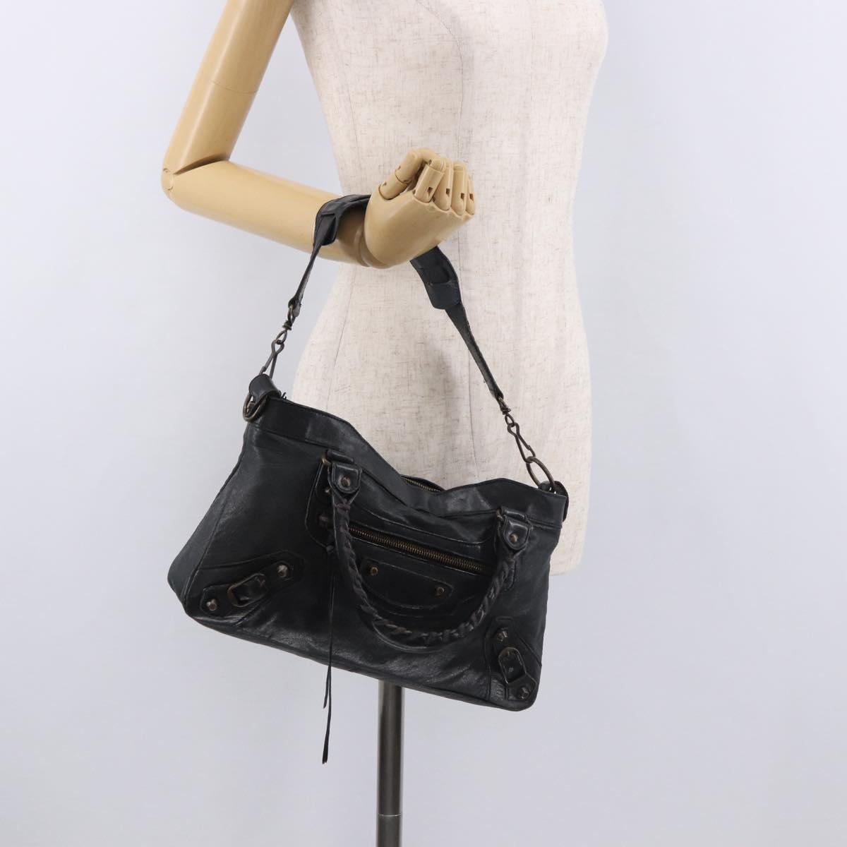 BALENCIAGA The First Hand Bag Leather 2way Black 103208 Auth 185400V
