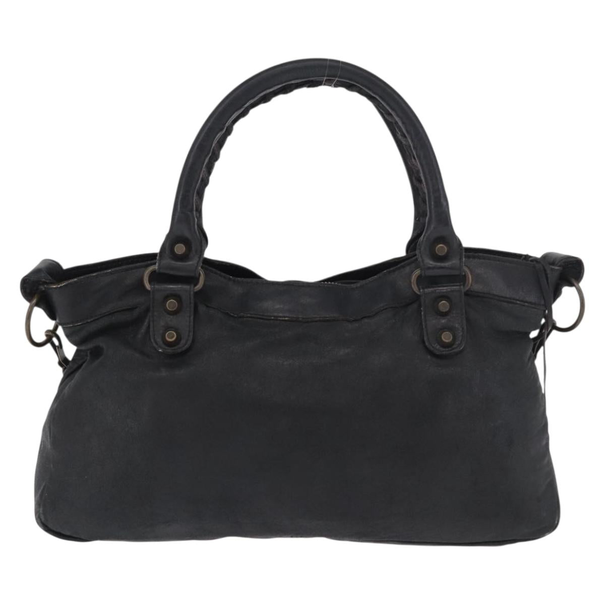 BALENCIAGA The First Hand Bag Leather 2way Black 103208 Auth 185400V