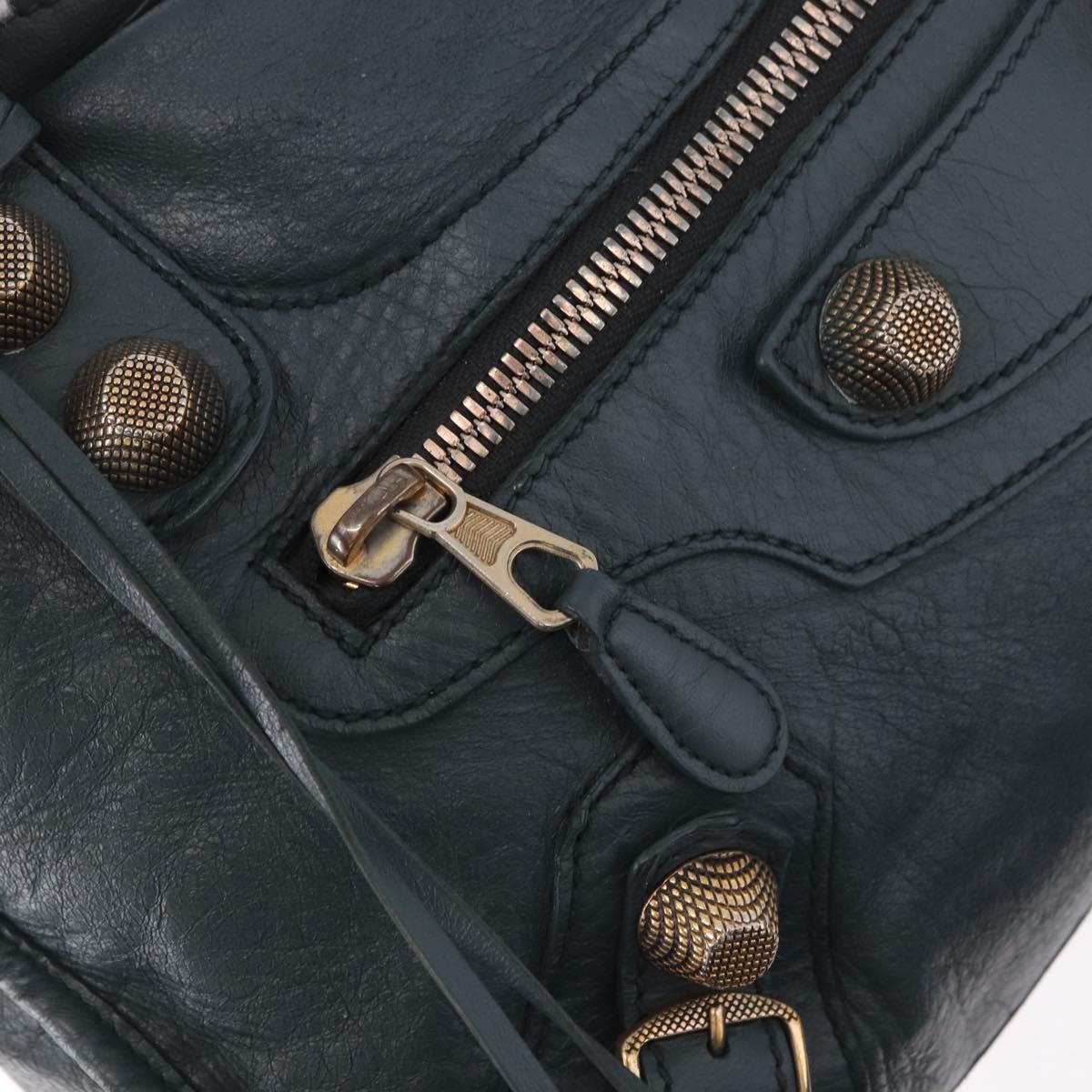 BALENCIAGA The Giant City Hand Bag Leather 2way Navy Gold 173084 Auth 185401M