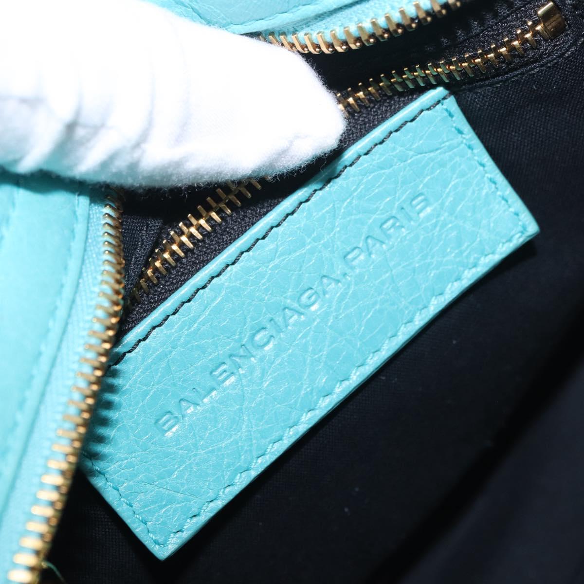 BALENCIAGA Giant Mini City Bag Leather 2way Turquoise Blue 309544 Auth 185402SAM