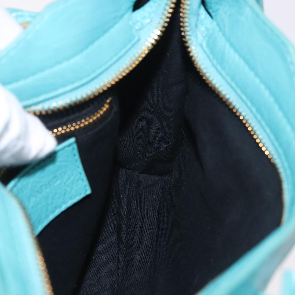 BALENCIAGA Giant Mini City Bag Leather 2way Turquoise Blue 309544 Auth 185402SAM