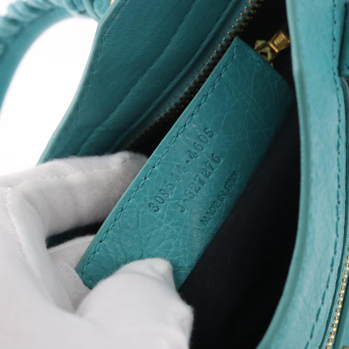 BALENCIAGA Giant Mini City Bag Leather 2way Turquoise Blue 309544 Auth 185402SAM