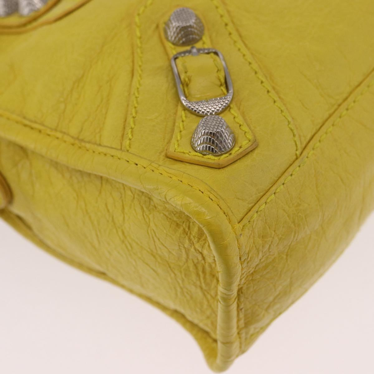 BALENCIAGA Giant Mini City Hand Bag Leather 2way Yellow 309544 Auth 185403M