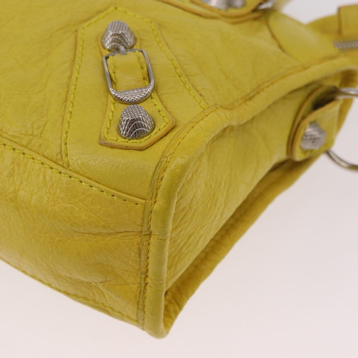 BALENCIAGA Giant Mini City Hand Bag Leather 2way Yellow 309544 Auth 185403M