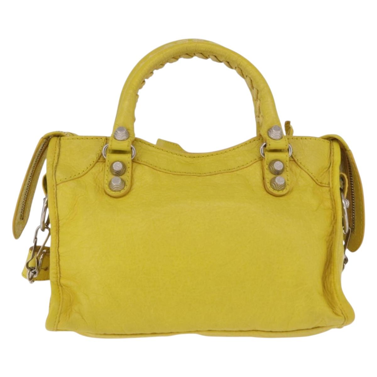BALENCIAGA Giant Mini City Hand Bag Leather 2way Yellow 309544 Auth 185403M