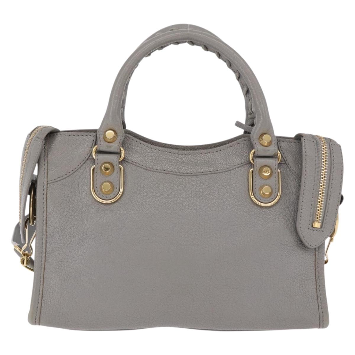 BALENCIAGA Classic Metallic Edge Mini City 2way Gray 390160 Auth 185404SAM