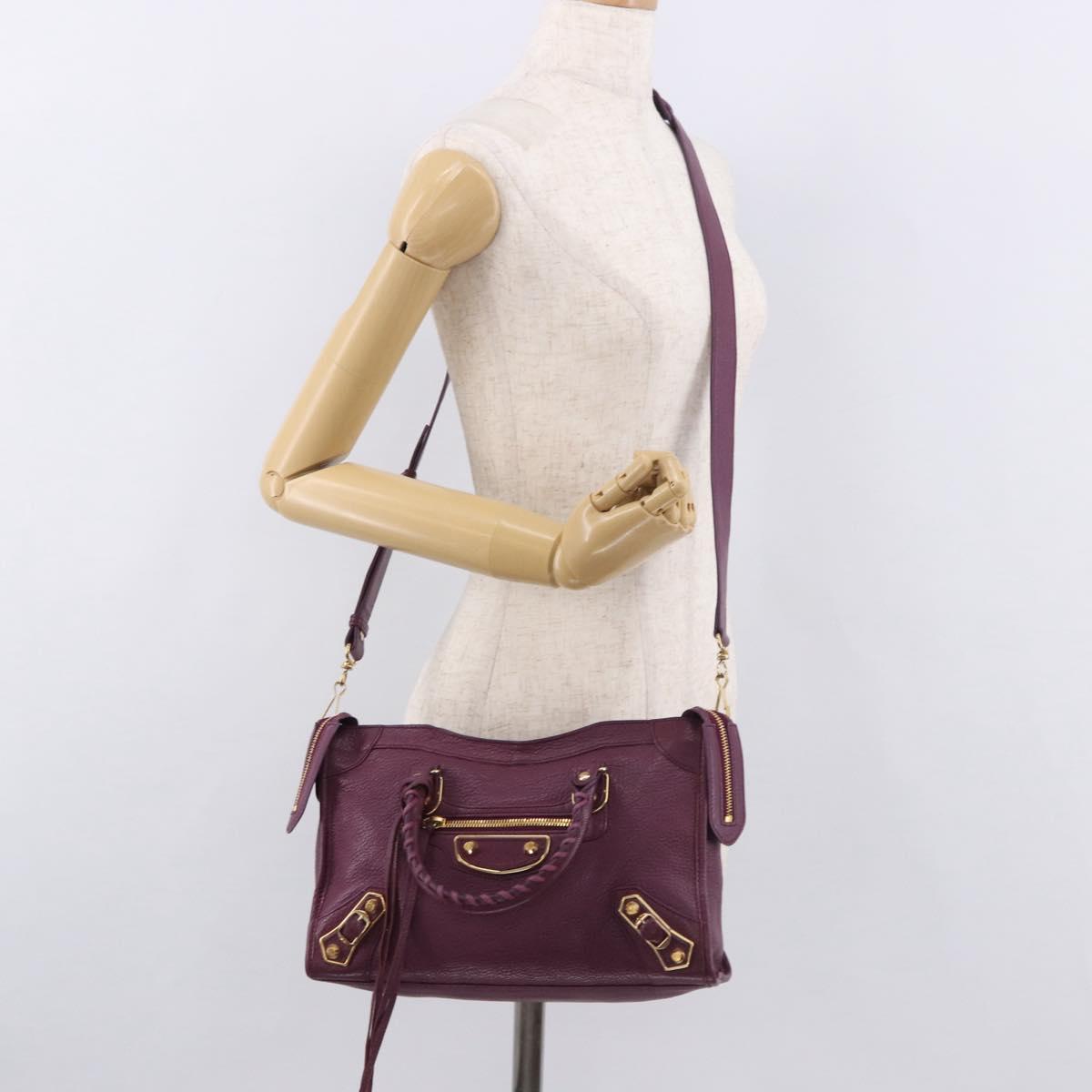 BALENCIAGA Classic Metallic Edge City S 2way Purple 432831 Auth 185405SAM