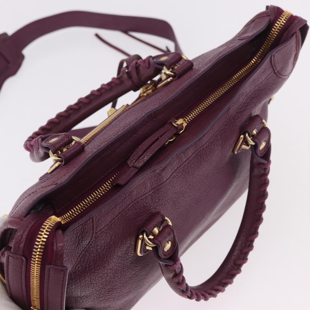 BALENCIAGA Classic Metallic Edge City S 2way Purple 432831 Auth 185405SAM