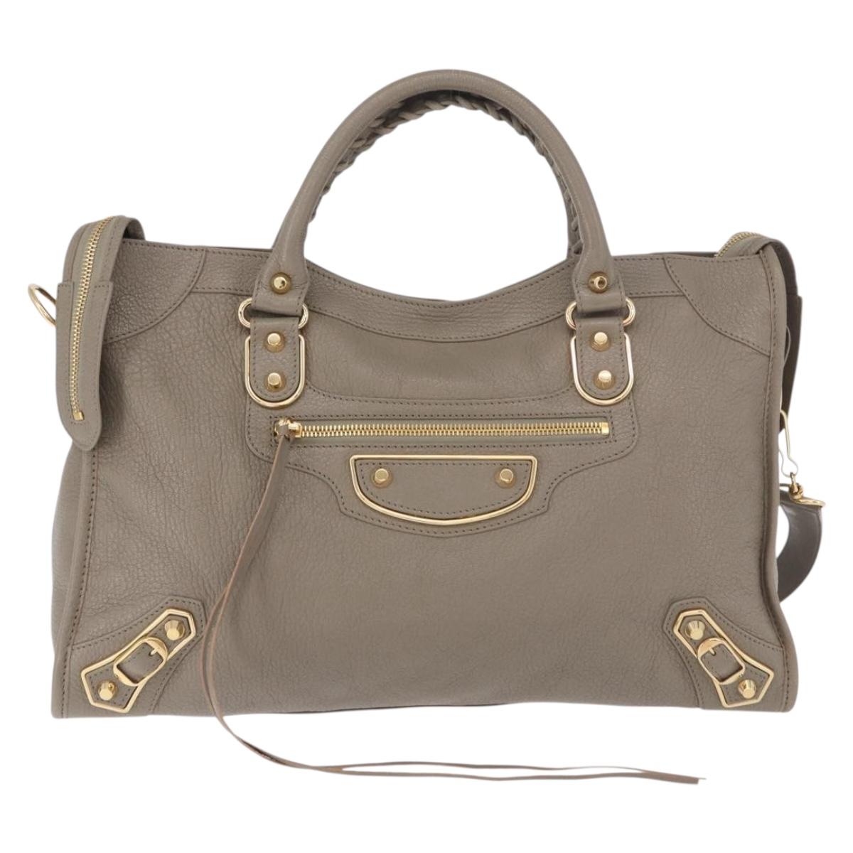 BALENCIAGA Classic Metallic Edge City Bag 2way Beige 390154 Auth 185406SAM