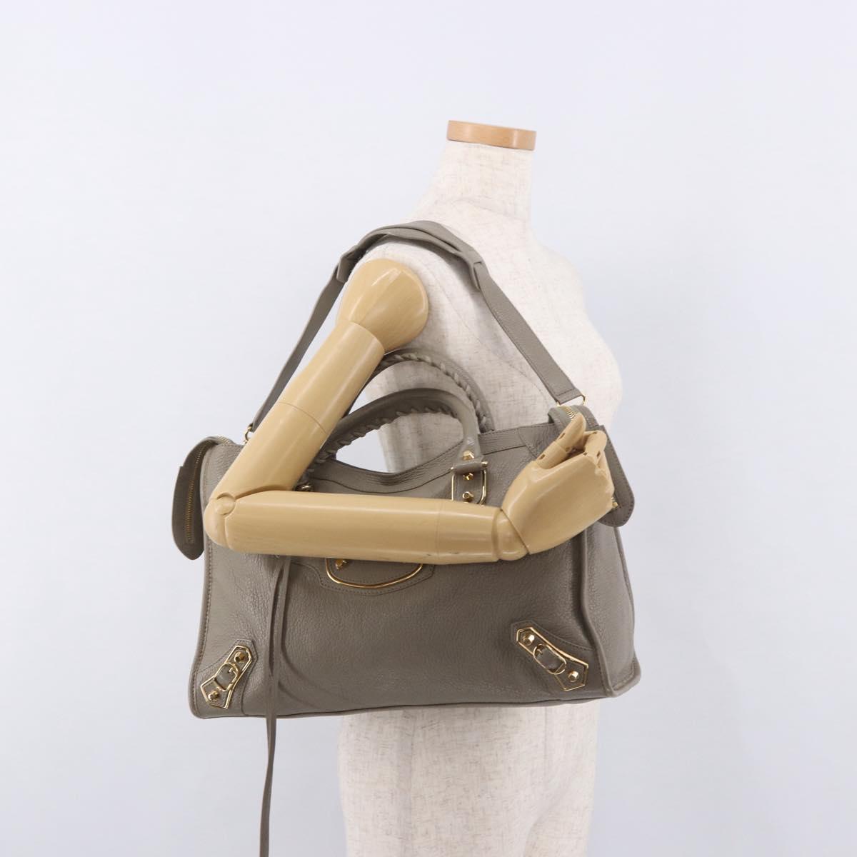 BALENCIAGA Classic Metallic Edge City Bag 2way Beige 390154 Auth 185406SAM