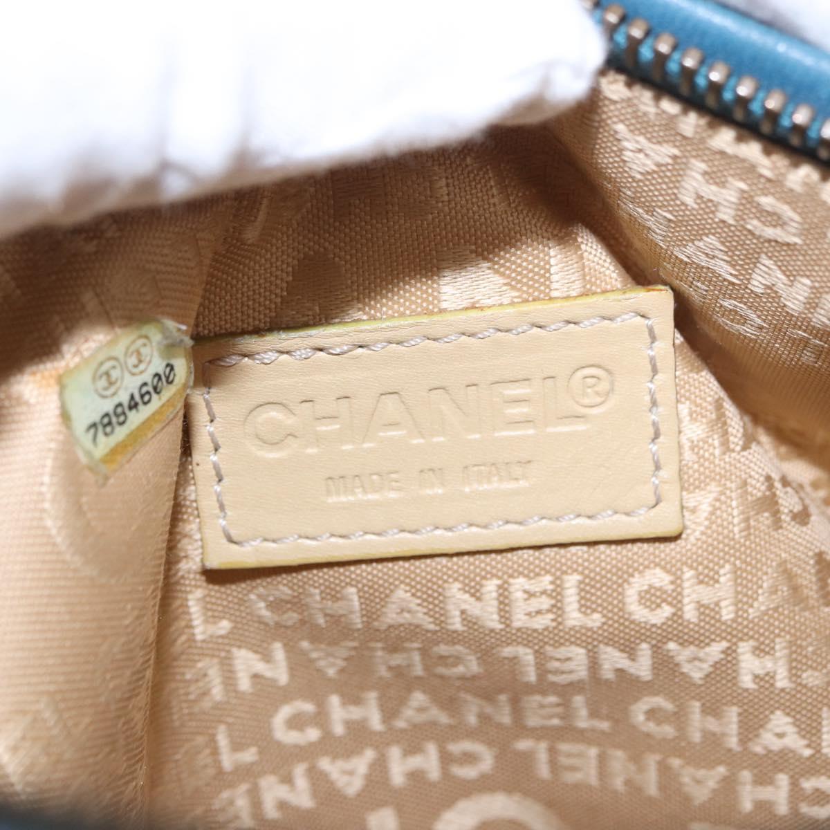 CHANEL Chain Shoulder Bag Lamb Skin Blue Gold CC Auth 185410SAM