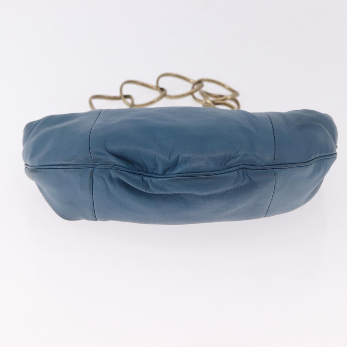CHANEL Chain Shoulder Bag Lamb Skin Blue Gold CC Auth 185410SAM