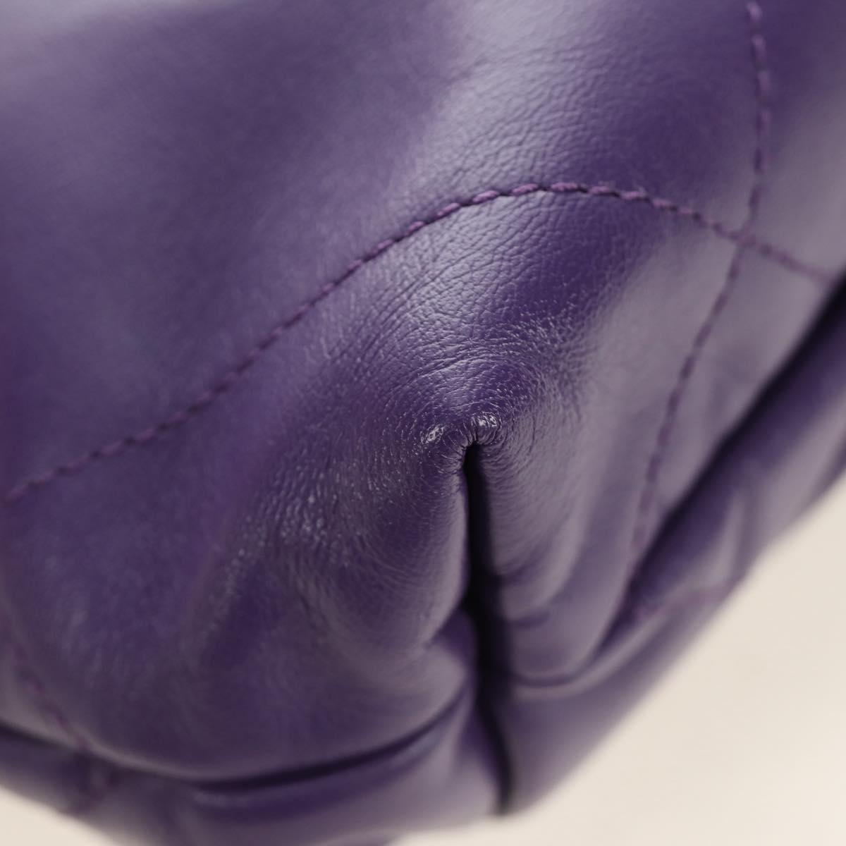 CHANEL Chanel 22 Mini Matelasse Chain Bag Calf Skin 2way Purple CC Auth 185411SM
