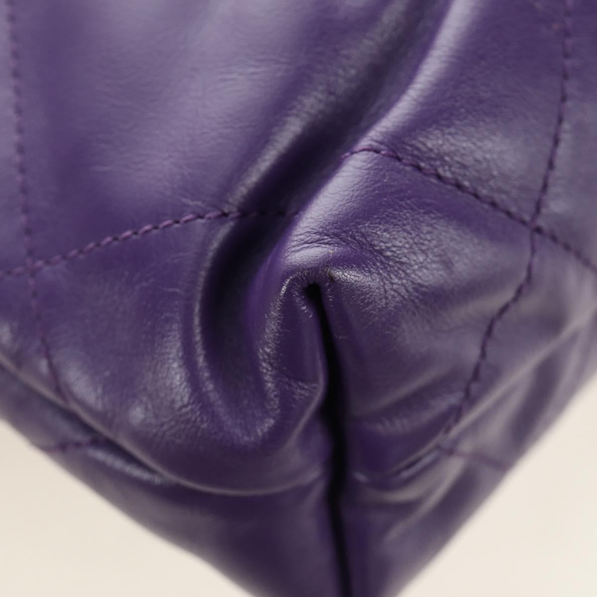 CHANEL Chanel 22 Mini Matelasse Chain Bag Calf Skin 2way Purple CC Auth 185411SM