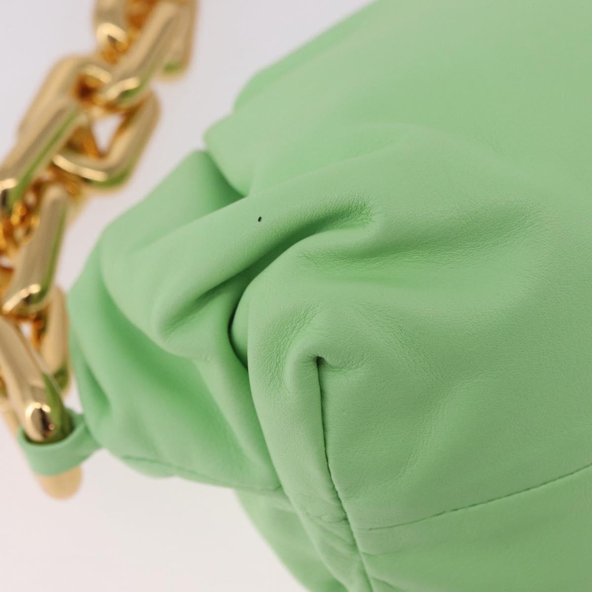 BOTTEGA VENETA The Chain Pouch Shoulder Bag Leather Green Gold Auth 185412SAM