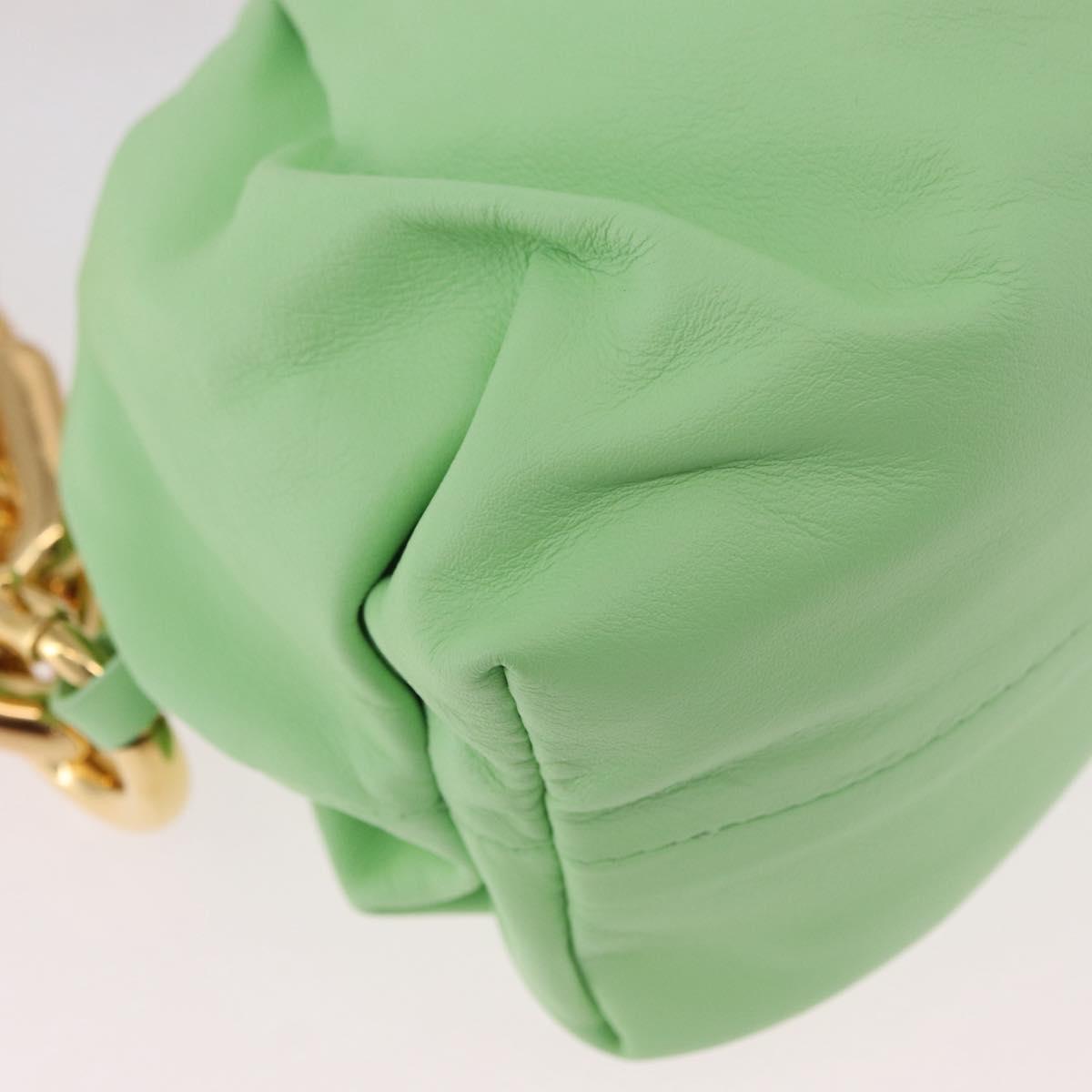 BOTTEGA VENETA The Chain Pouch Shoulder Bag Leather Green Gold Auth 185412SAM