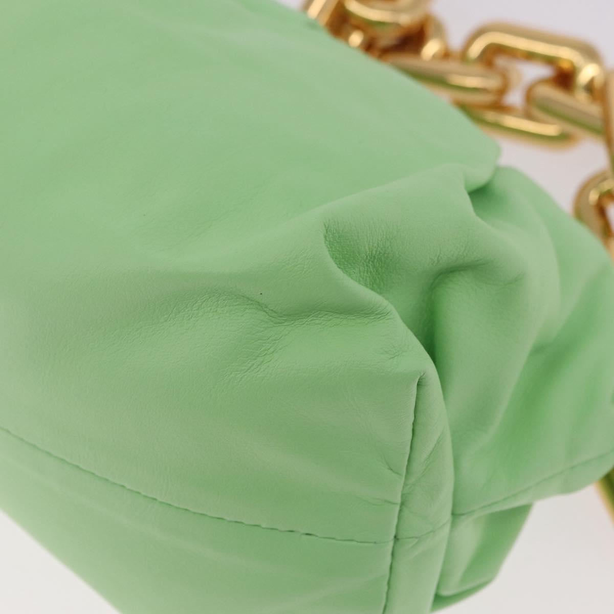 BOTTEGA VENETA The Chain Pouch Shoulder Bag Leather Green Gold Auth 185412SAM