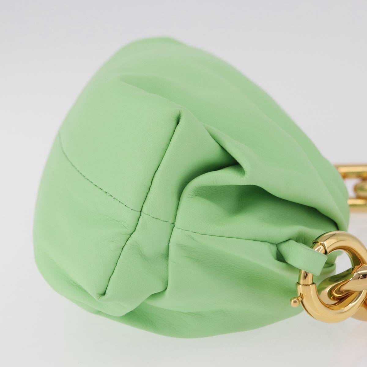BOTTEGA VENETA The Chain Pouch Shoulder Bag Leather Green Gold Auth 185412SAM