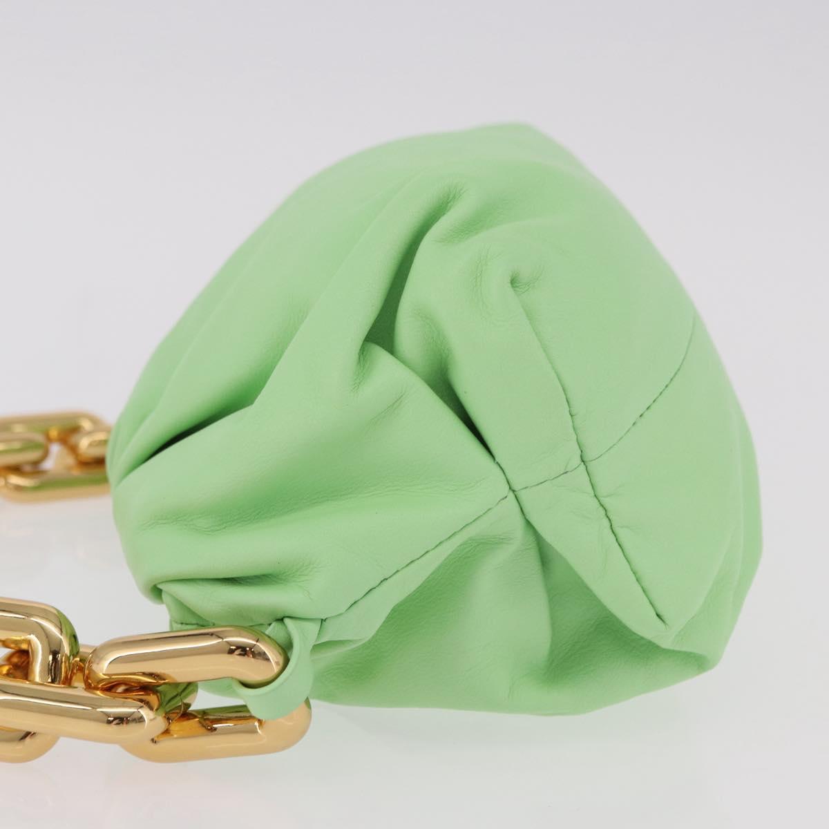 BOTTEGA VENETA The Chain Pouch Shoulder Bag Leather Green Gold Auth 185412SAM