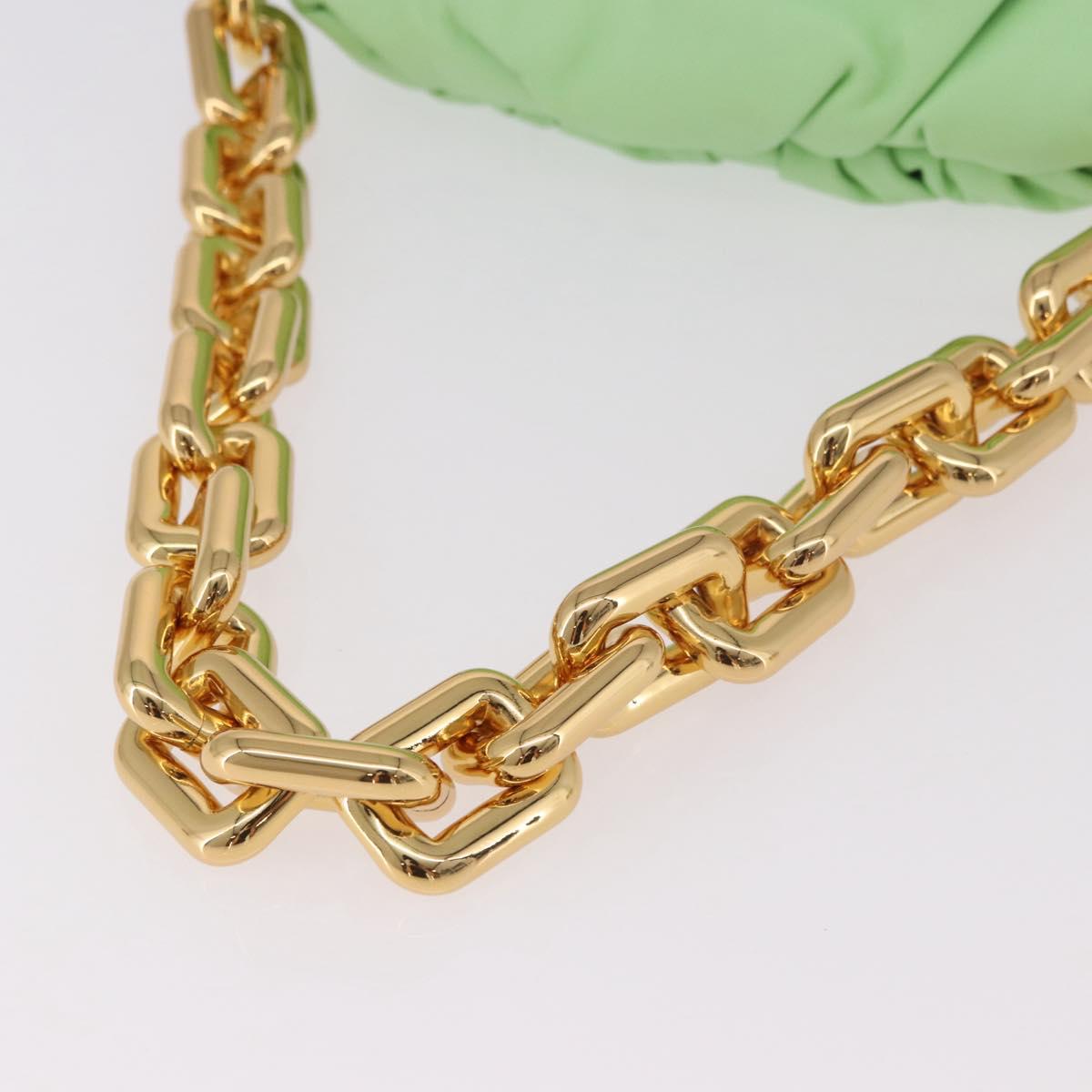 BOTTEGA VENETA The Chain Pouch Shoulder Bag Leather Green Gold Auth 185412SAM