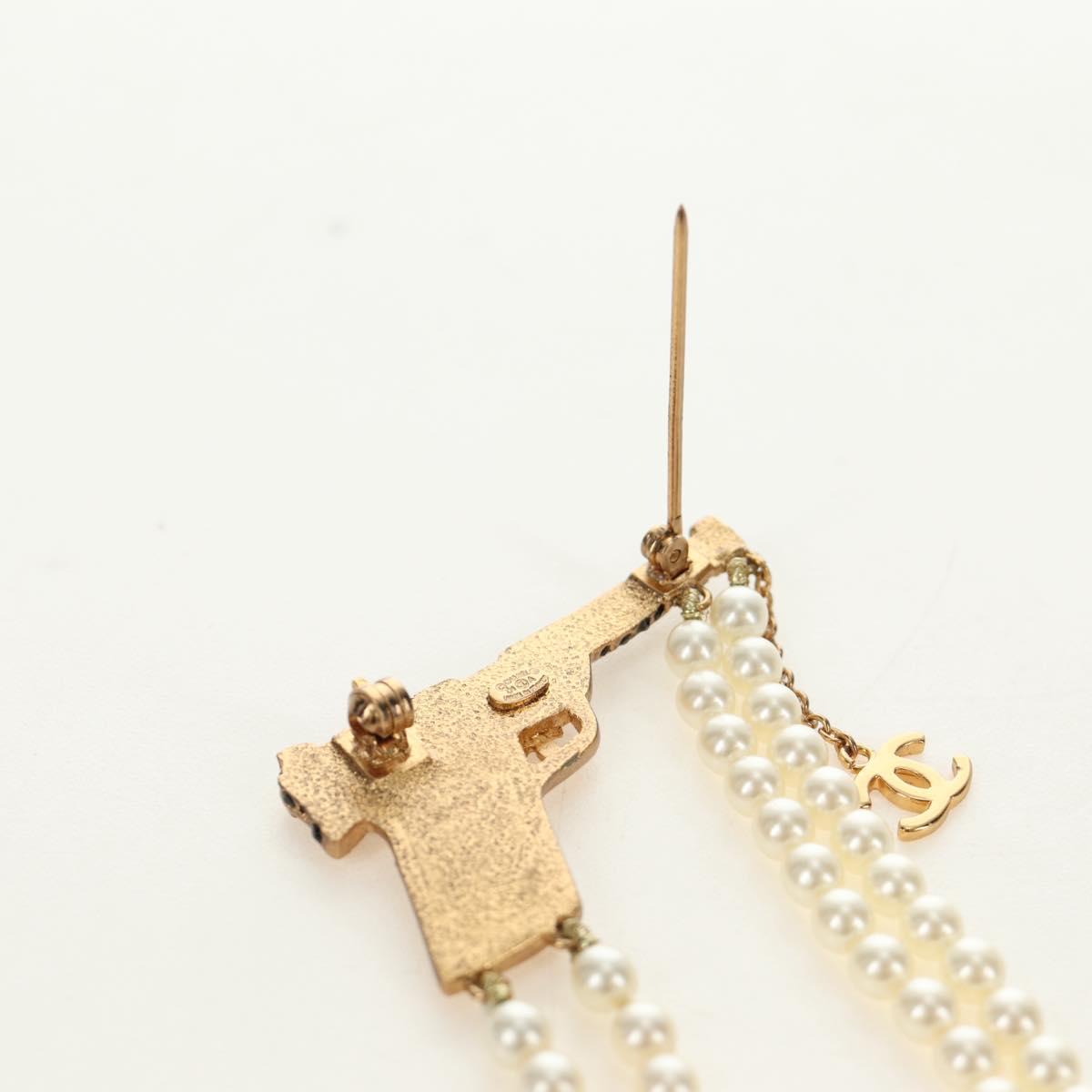 CHANEL Brooch metal Gold Tone CC Auth 185416SM